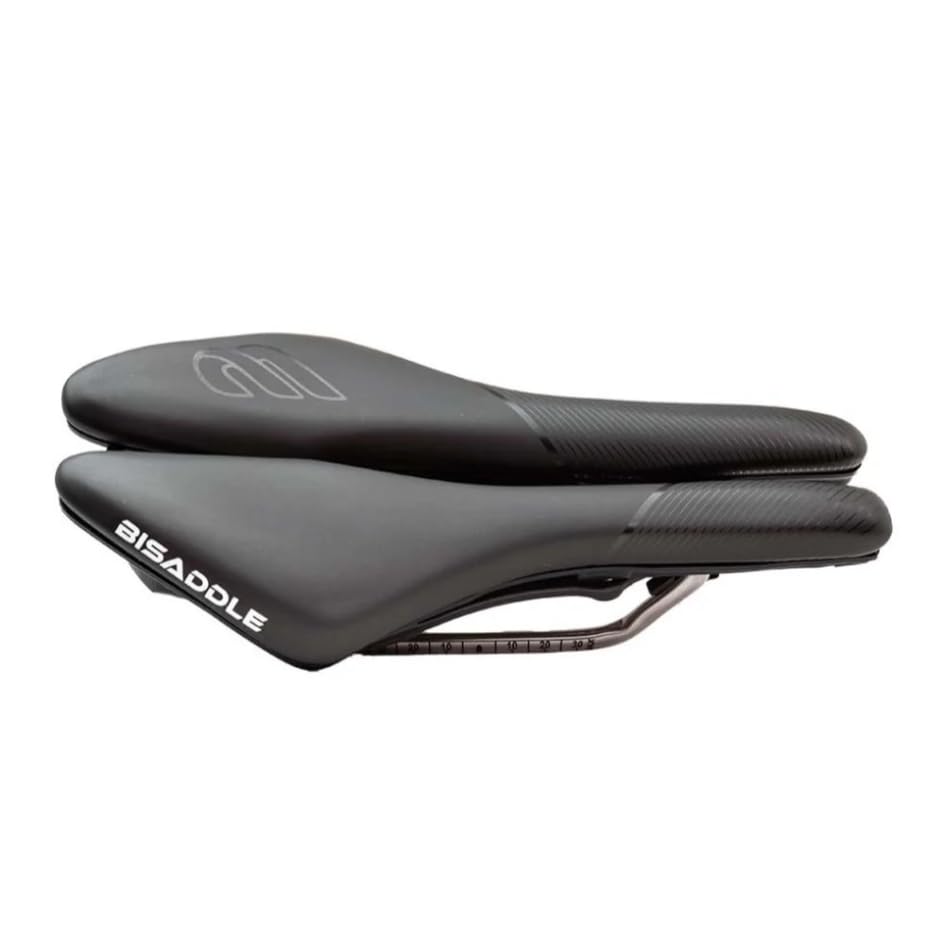 Photo 1 of BiSaddle Saint Short Nose Bicycle Saddle, Adjustable Sit Bone Width, Black with Titanium Rails, Pain-Free, Custom Fit Comfort