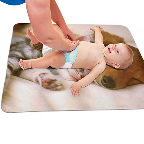 V5DGFJH.B Baby Portable Diaper Changing Pad Dog Puppy Cat Kitten Cute Pet Urinary Pad Baby Changing Mat 31.5" x25.5''