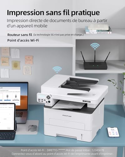 PANTUM M7108DW Multifunction Laser Printer, Black and White, 3in1 Print/Copy/Scanner, Automatic Duplex Printing, WiFi/USB/Ethernet, 33 ppm