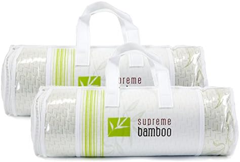 Supreme Bamboo Pillow Set of 2 King Size Memory Foam Liner Engineered For Maximum Sleep Comfort With Premium Quality Ultra Soft Bamboo Fabric Washable Zipper Case (King 2 Pack)