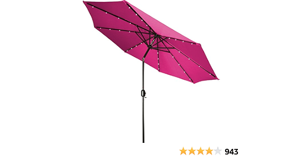 Amazon Com Trademark Innovations Deluxe Solar Powered Led Lighted Patio Umbrella 9 Pink Garden Outdoor