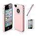 SODIAL(R) Dexule Baby Pink Cute Girls Ultra-thin Ice Cream Glossy Hard Case Cover for iPhone 4 4S + Screen Protector + Pink Cute Stylus