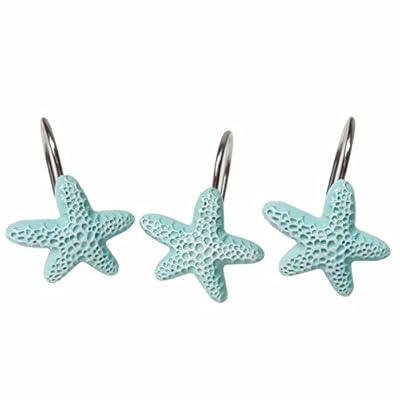 Aystuff 12 Pcs Creative Blue Starfish Decorative Shower Curtain Hooks Rod Decor for Bathroom, Livingroom,Restroom, Study… 41XOrvt AVL