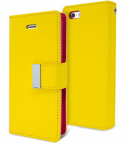 iPhone 5SE Case, iPhone SE, iPhone 5S / 5 Case, [Wallet Case] GOOSPERY Rich Diary [Drop Protection] Premium Soft Synthetic Leather Case [ID / Card & Cash Slots] Cover - Yellow
