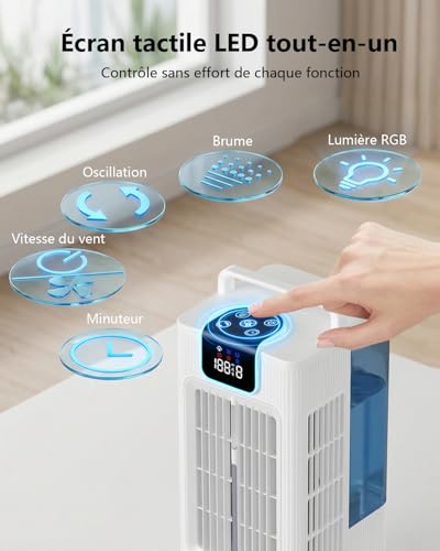 Aiorber Portable Air Cooler: 2L Tank, 120° Oscillation, 4 Speed, LED, Timer and Remote Control, Cooling Fan for Home and Office