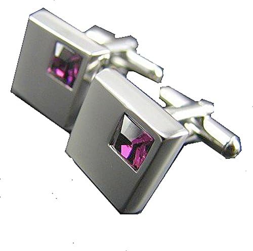 Square Silver Cufflinks With Squareパープルクリスタルmens Cufflinks Phoenixlightings Com