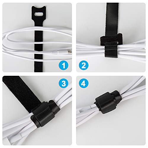 image for YOTON 24PCS Reusable Fastening Cable Ties, Premium Wire Self Adhesive 