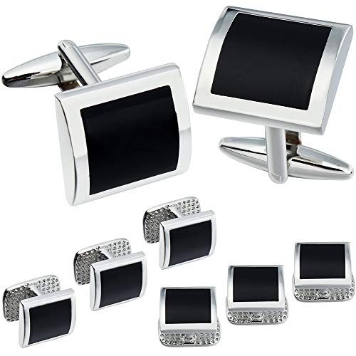 HAWSON Gemelos y tachuelas para hombre-hombre Gemelos de moda y tachuelas para camisa de esmoquin Set para accesorios comerciales regulares de deshierbe