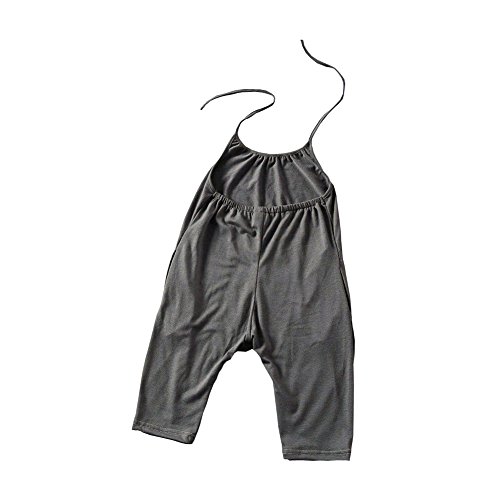 chinatera Little Girls Kids Halter Romper Harem Pants One-Piece Jumpsuit Cotton (1-2Y, Grey) - Thumbnail 3