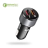 Quick Charge 3.0 Car Charger, iKits 30W Dual USB Car Phone Charge Adapter QC3.0 USB for Galaxy S9+/S9/S8+/S8/Edge, Moto G6, LG V34, 5V/2.4A Smart IC for iPhone XR/8/7,iPad Pro/Air/Mini, Tablet & More
