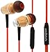 Symphonized XTC 2.0 Earbuds with Mic, Premium Genuine Wood Stereo Earphones, Hand-Made in-Ear Noise-isolating Headphones with Tangle-Free Innovative Shield Technology Cable (Sunset Orange)