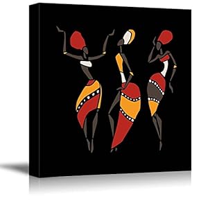 African Dancers On Black Background - Canvas Art