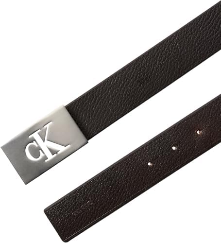 Uomo Cintura Mono Plaque Chiusura con Placchetta, Marrone (Ck Dark Brown/Pewter), 115 cm