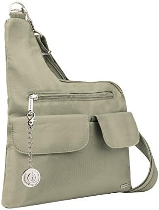 Travelon Anti-Theft Classic Crossbody Bag, Messenger Bag, Handbag, Purse, Metal Charm Keychain (Stone)