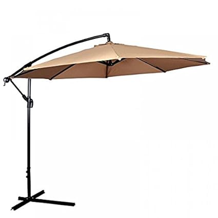 MR Direct Patio Umbrella Offset 10 Hanging Umbrella Outdoor Market Umbrella D10 (Tan)