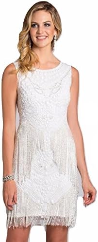 DRESS EARTH Lara 33544 Ivory short beaded dress