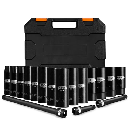 BLACKROBOT 1/2" Drive Impact Socket Set, 17 Pcs