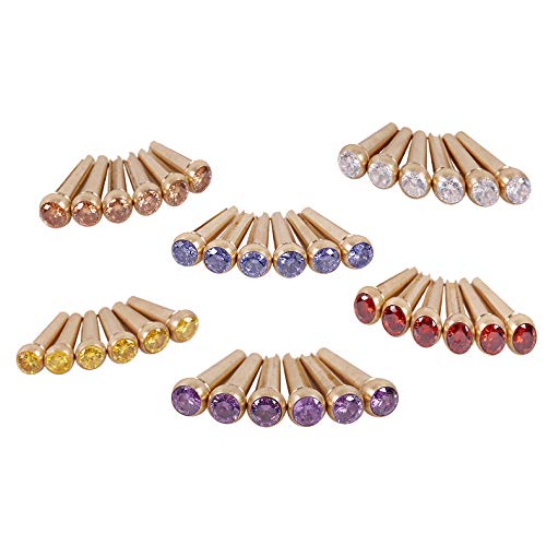 WANDIC Guitar Bridge Pins, 6Pcs Gold Brass Acoustic Guitar Bridge Pins Pegs Bridge Endpin for Taylor Martin Guitar Parts