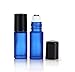 Elfenstall- 5pcs Thick 5ml(1/6oz) Roll on Glass Bottle Frosted Blue for Essential Oil Empty Aromatherapy Perfume Bottle - Refillable with Stainless Steel Roller Ball 3ml Free Pipette Dropper