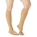 Knee High Compression Socks for Women & Men, 15-20 mmHg - Edema Pain Relief - Nurse, Travel, Pregnancy & Running - Lightweight Graduated Nursing Sock - Compression Stockings for Women, Beige L