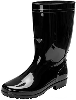 Comwarm Men Waterproof Snow Rain Boots Anti-Slip PVC Black Adult Outdoor Work Rubber Boots