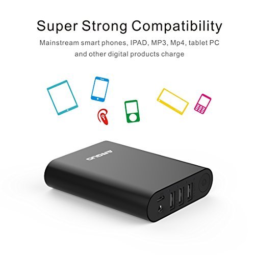 Portable Charger Power Bank 10000mAh Battery Packs-Ultra High Capacity 3-Port Anguo Portable Battery Charger for iPhone, iPad & Other Smart Devices(Black)
