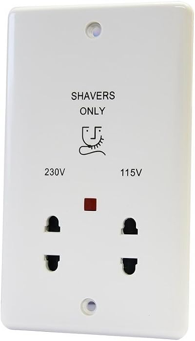 A5 Products Dual Voltage 115-230V Shaver Socket White Recessed Transformer