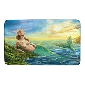 CUXWEOT Indoor Outdoor Doormat Non-Slip Backing Ultra Absorbent Mud Fantasy Mermaid at Sunset Door Mat Home Office… 41XP6vDOQnL. SS280