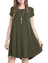 Caitefaso - Vestido de verano para mujer con mangas cortas y bolsillos