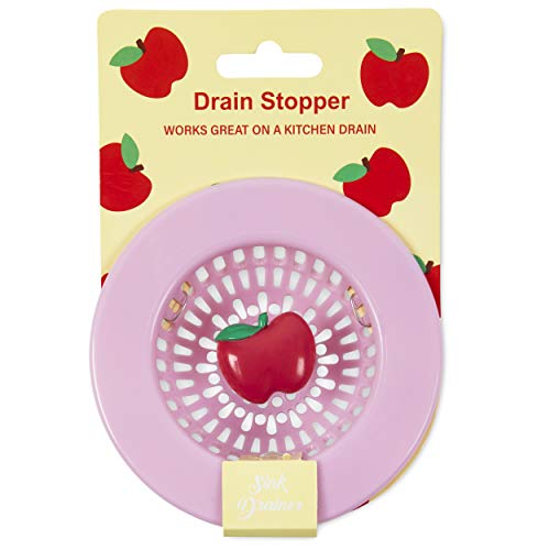 Apple Themed Kitchen Accessory Plastic Sink Drain Basket Strainer and Stopper with Colorful Pink and Red Design