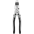 Klein Tools J2159CRTP Side Cutting Pliers, Made in USA, 9-Inch Journeyman High Leverage Hybrid Pliers with Crimper, Fish Tape Puller and Wire Stripper