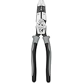 Klein Tools J2159CRTP Side Cutting Pliers, 9-Inch Journeyman High Leverage Hybrid Pliers with Crimper, Fish Tape Puller and W