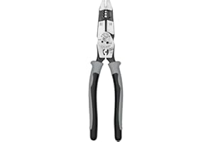 Klein Tools J2159CRTP Side Cutting Pliers, 9-Inch Journeyman High Leverage Hybrid Pliers with Crimper, Fish Tape Puller and W