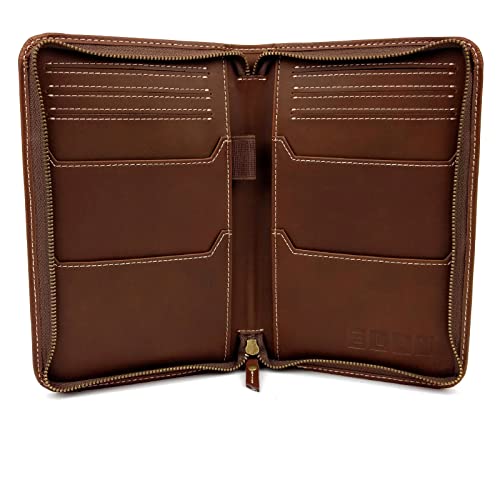 Excello Global Products Portafoglio da viaggio e porta passaporto, marrone in materiale a grana divisa
