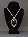 Real Metal Jet Black Cabochon in Silver Finish Pewter Frame Pendant Necklace