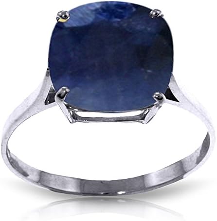 ALARRI 4.83 CTW 14K Solid White Gold Ring Natural Cushion Sapphire With Ring Size 7