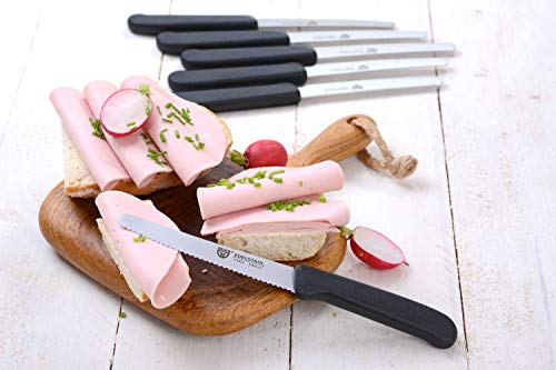 GRÄWE Tafelmessen, 6 stuks, messenset om te snijden, set van 6 broodjes, ontbijtmessen met eenzijdig gekarteld, mes 21… - Image 7