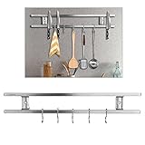 OUNONA Magnetic Knife Holder 16 inch Magnetic Knife Strips Stainless Steel with 6 Removable Hooks