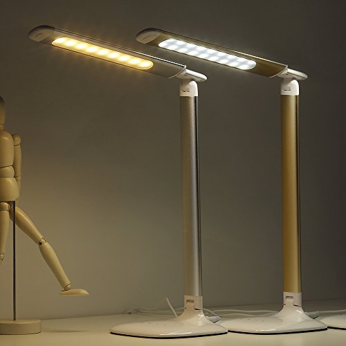LED Desk Lamp, Flexible Gooseneck Table Lamp, 5 Color Temperatures with 7 Brightness Levels, Touch Control, Memory Function, 8.5W, Gold