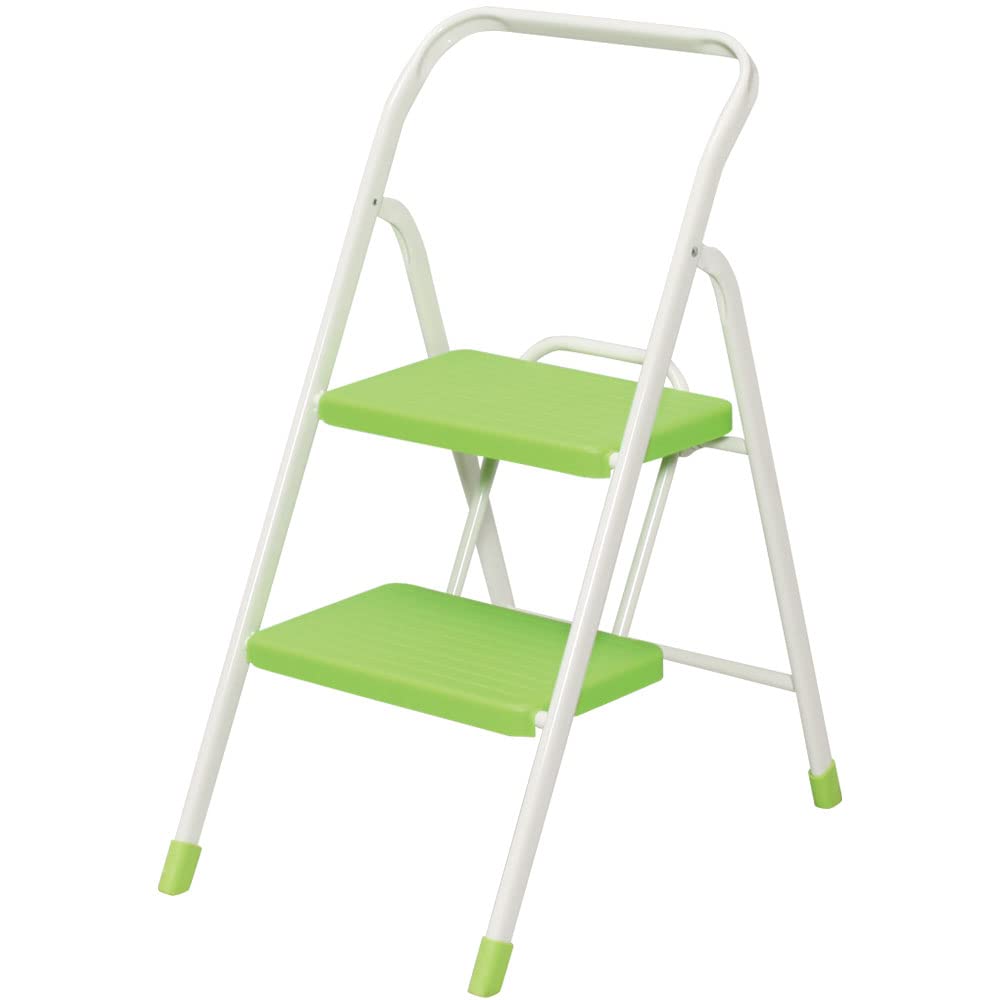 アイリスオーヤマ 折りたたみステップ 2段 耐荷重100kg 脚立 踏み台 ライトグリーン OSU-2商品画像