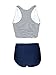 Women Girls High Waisted Swimsuit Bathing Suits Bikini Set Navy Blue US X-Large