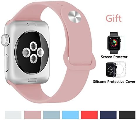 Kortusa Apple Watch Band 42mm Silicone Soft Sport Replacement iwatch Band for iWatch Series 1 Series 2 Series 3 Nike+ Sport and Edition Pink