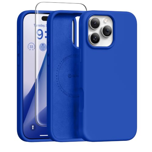 GONEZ für iPhone 16 Pro Max Hülle Silikon 6,9 Zoll & Displayschutz, [MagSafe-kompatibel] dünne Handyhülle aus Flüssigsilikon, Kratzfeste und stoßfeste, Mikrofas