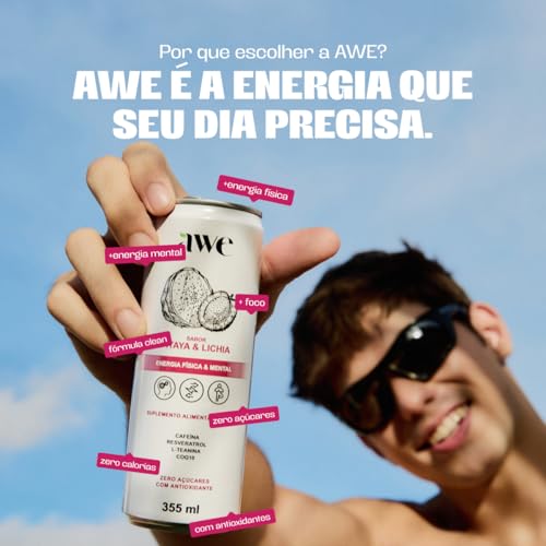 AWE Pack Pitaya Lichia - Suplemento Energético com 6 Latas de 355 ml