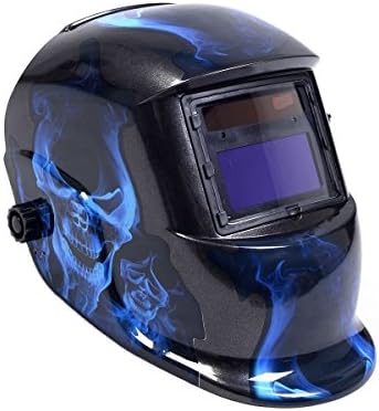 SmartBuy247 Auto Darkening Solar Powered Welding Helmet Mask Welders Arc Tig Mig Grinding (Blue Skull)