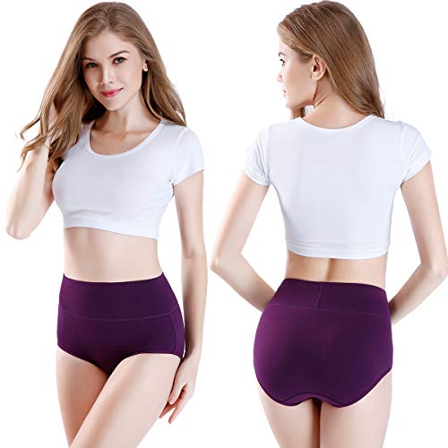 image for wirarpa Women's 2 Pack Cotton Underwear High Waisted Full Coverage Bri