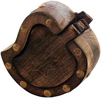 Gifts From India - Handmade Wooden Hand Carved Mango Shape Coaster Stand Box.
