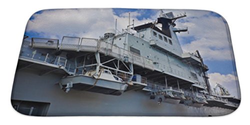 Gear New Bath Rug Mat No Slip Skid Microfiber Soft Plush Absorbent Memory Foam, Aircraft Carrier, 34x21