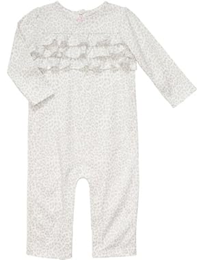 Baby Girl's Infant Long Sleeve One Piece Coverall - Leopard Print