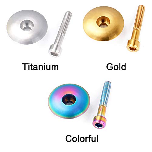 1 Set Bicycle Stem Cap,Titanium with Screw M6x30 Headset Cover Dustproof Protective MTB Bike Parts Bolt Professional Repair Cycling Accessories(Colorful)